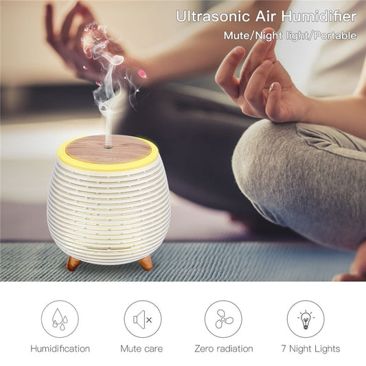 Ultrasonic USB Air Humidifier - Personal Aromatherapy Diffuser with Night Lights